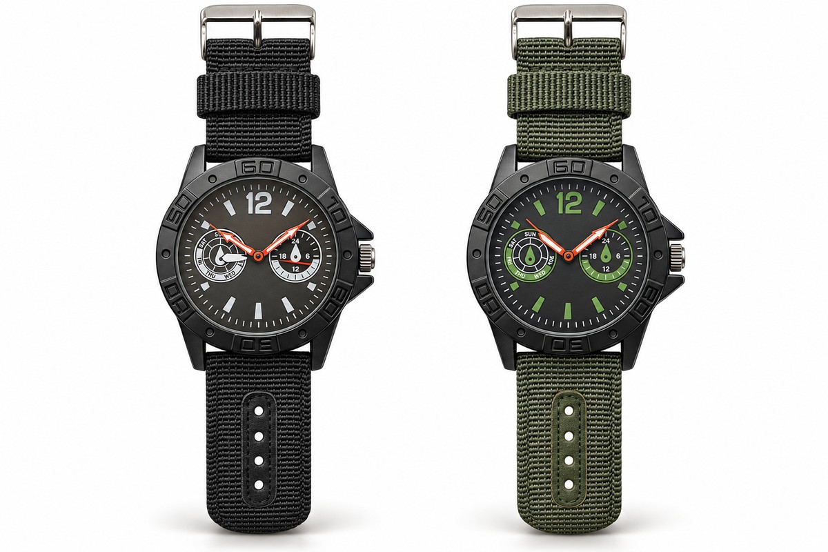 TB-4137 / Two-subdial nylon strap watch