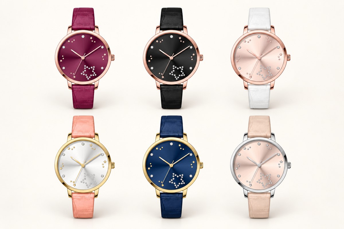 TB-4094 / Star motif crystal dial ladies watch