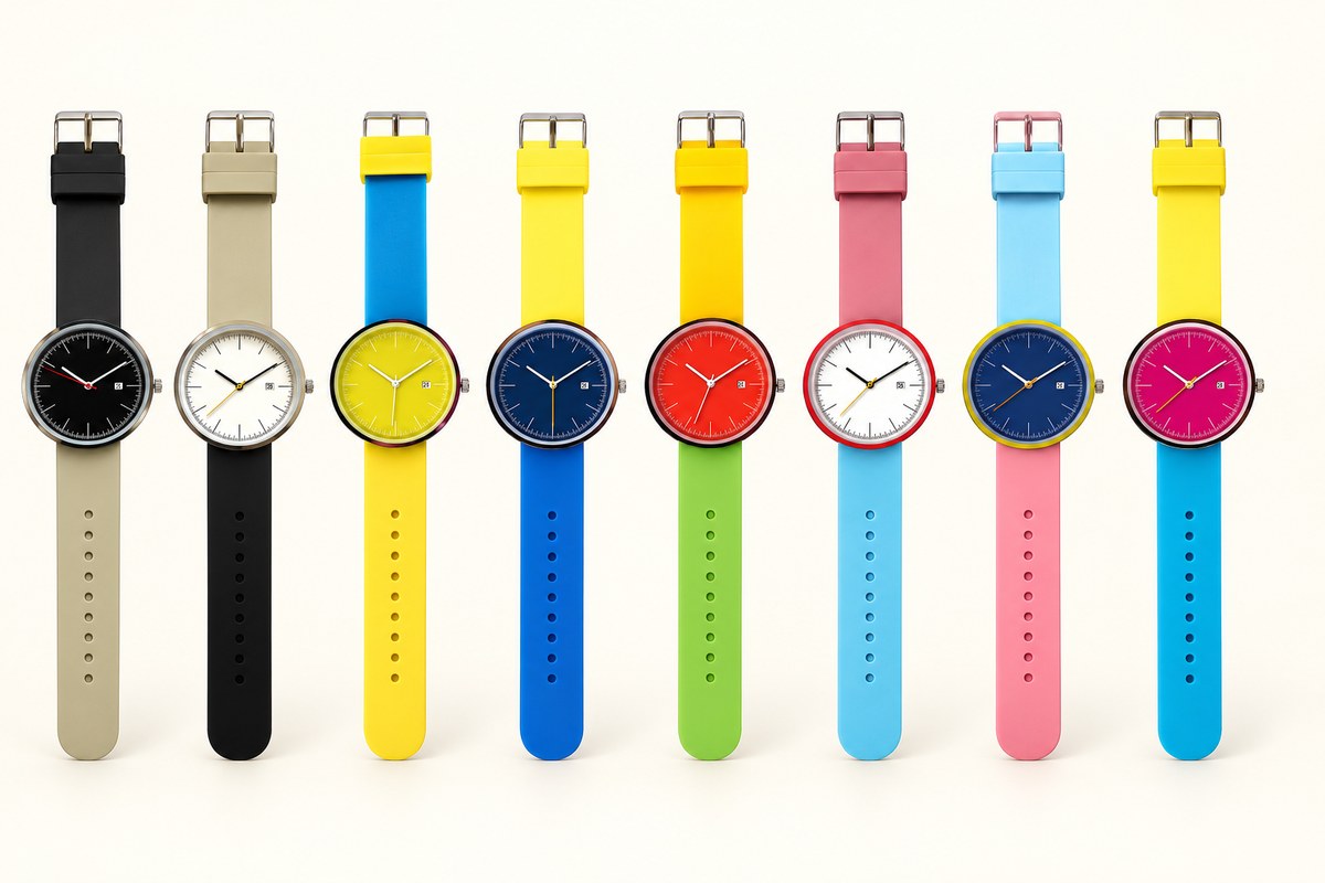 TB-4549 / Minimal color-block silicone strap watch