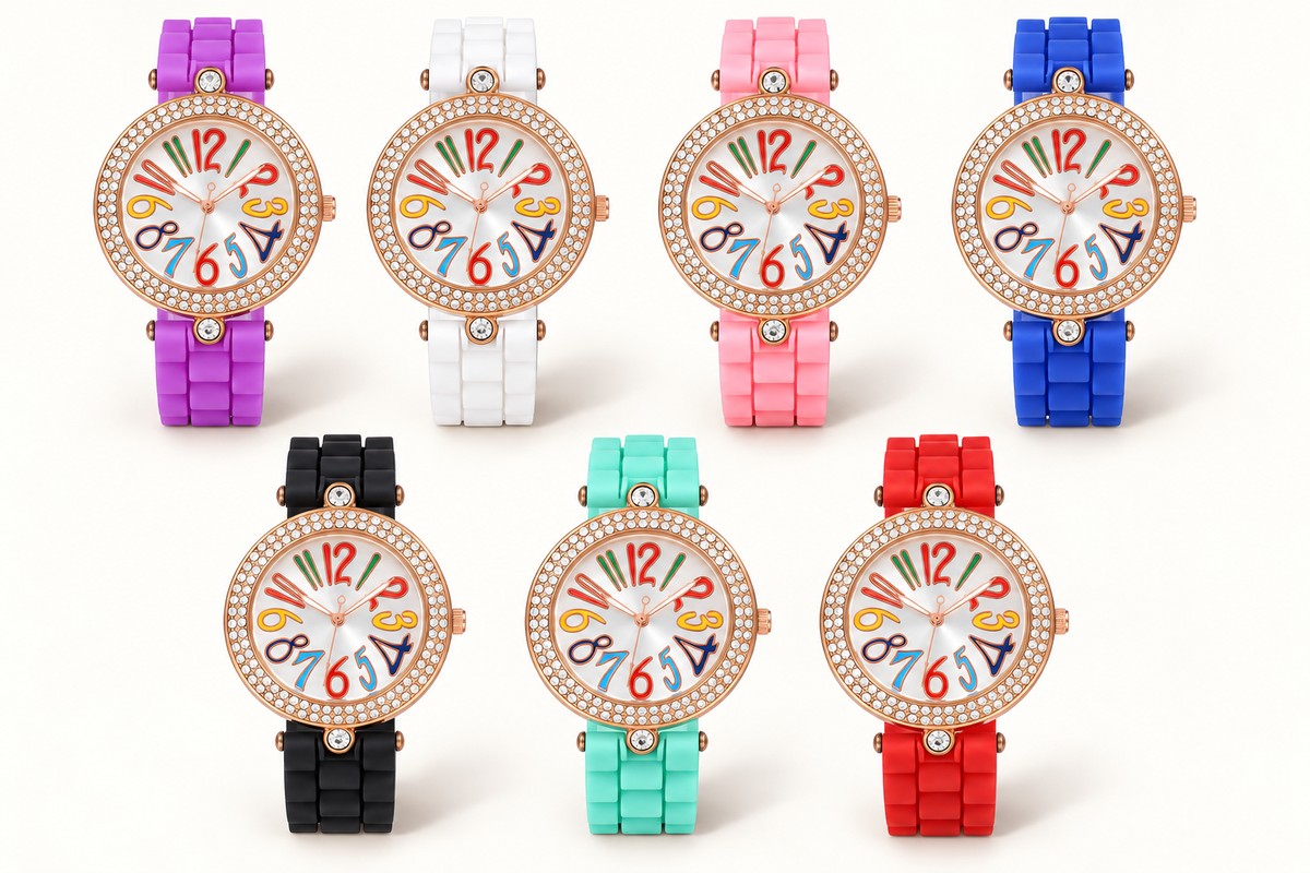 TB-6054 / Color silicone strap crystal watch