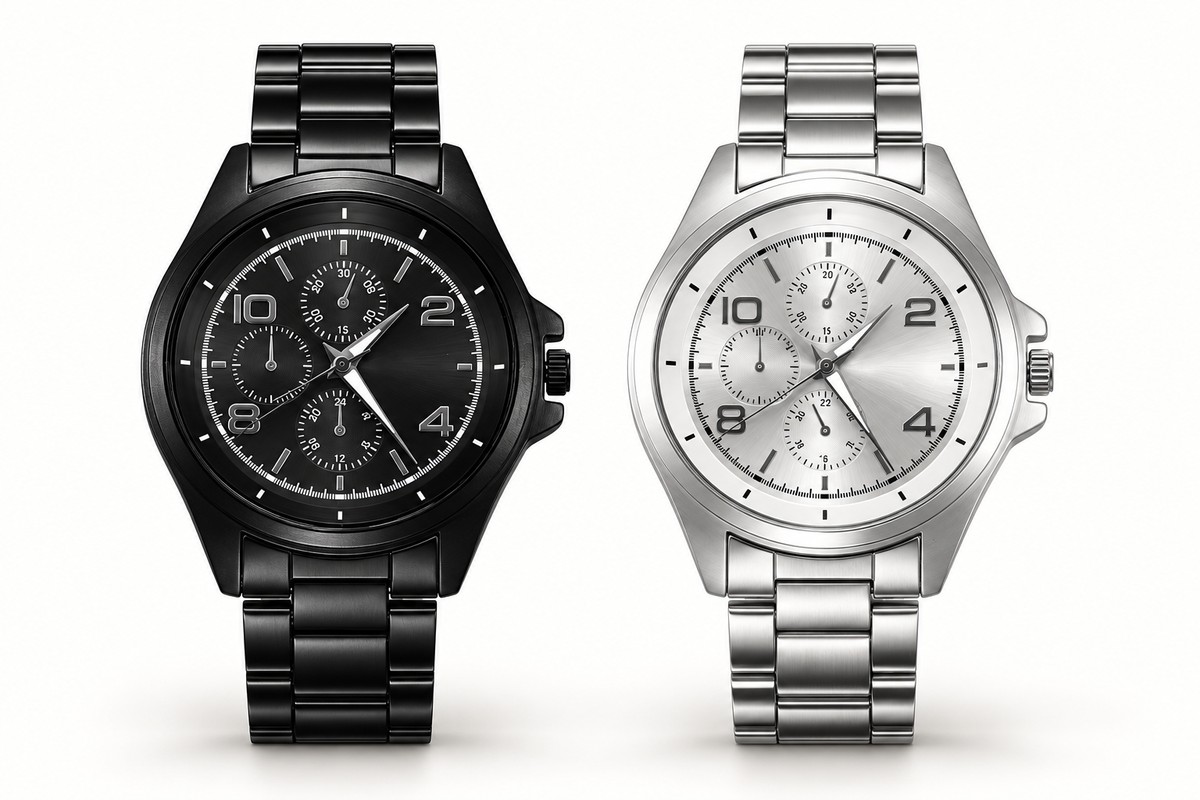 TB-3005 / Black and silver multi-dial styling